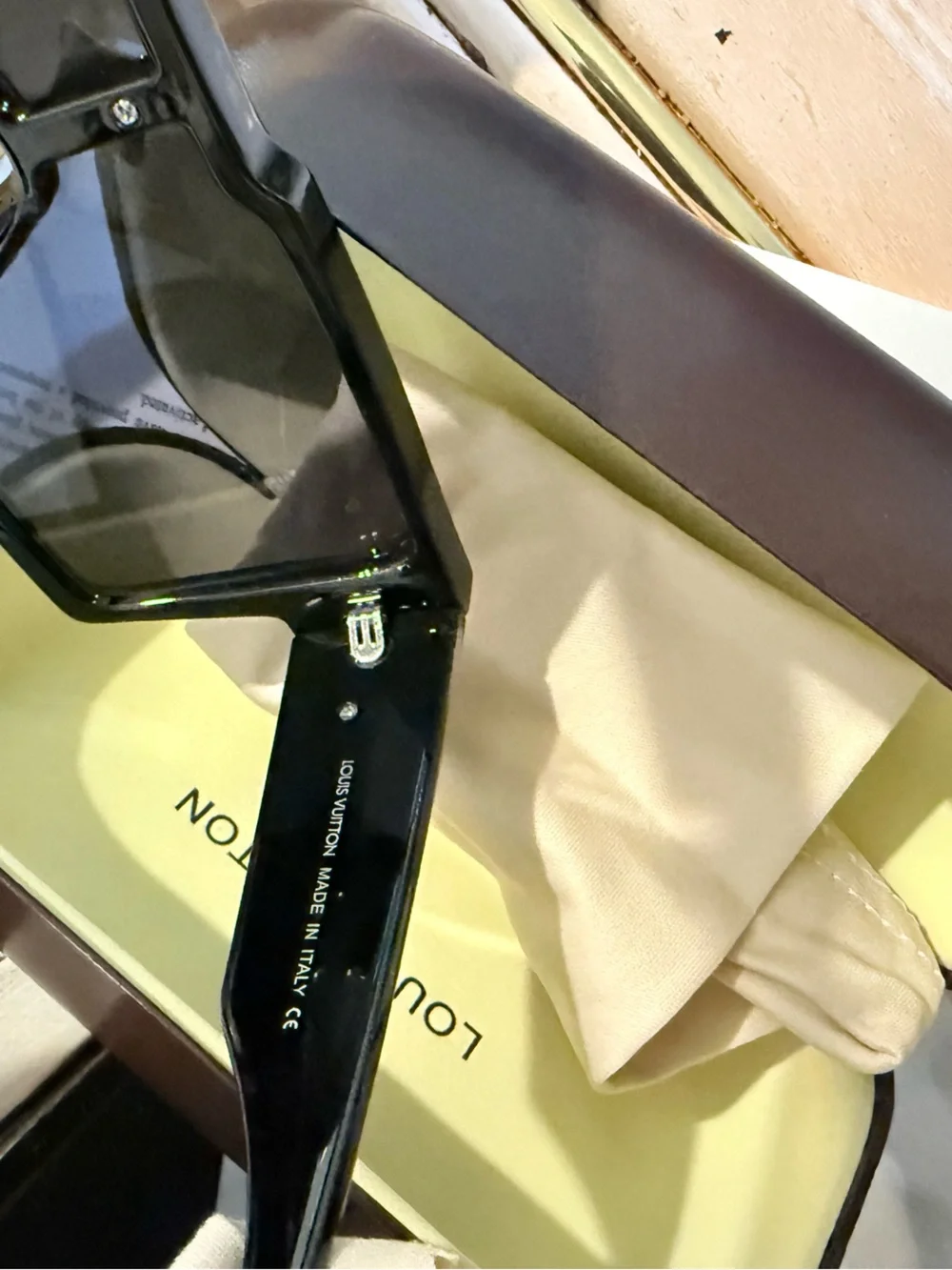 Louis Vuitton Black Oversized Shield Sunglasses with Gold Logo Accent